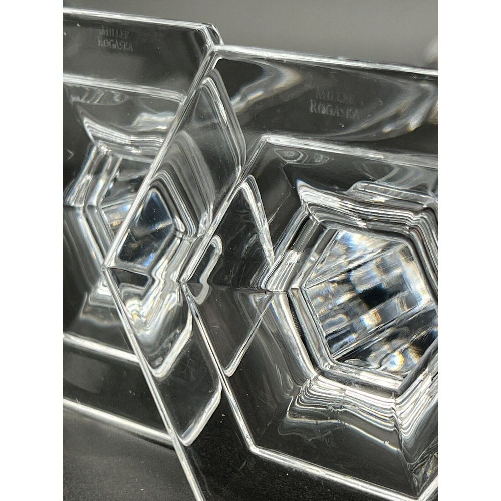 Set Of 2 Miller Rogaska‎ Clear Crystal Candle Holders 8 Inch Tall - Picture 6 of 15